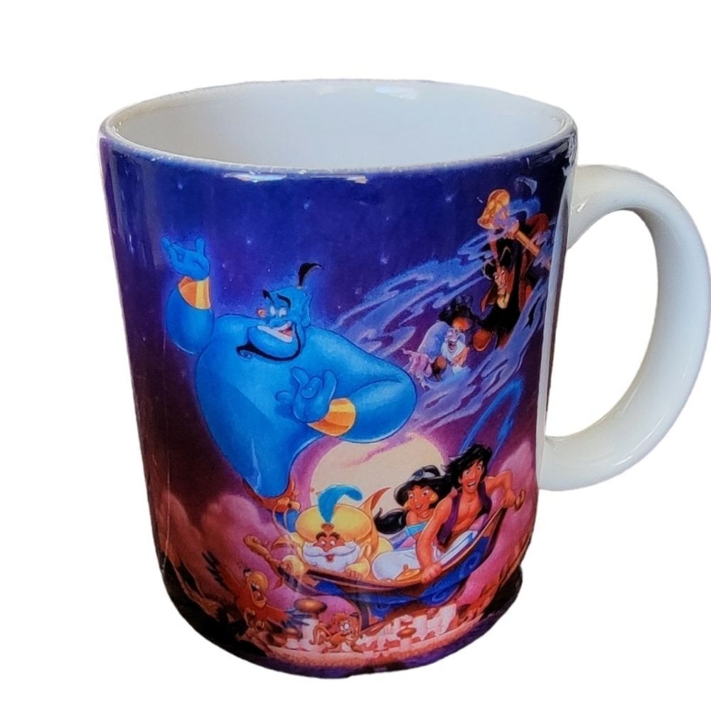 Vintage Disney Aladdin coffee mug cup purple ceramic *